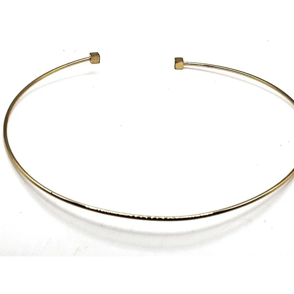 Vintage Minimalist Classic Choker Goldtone Narrow Wire Necklace 5.75in dia